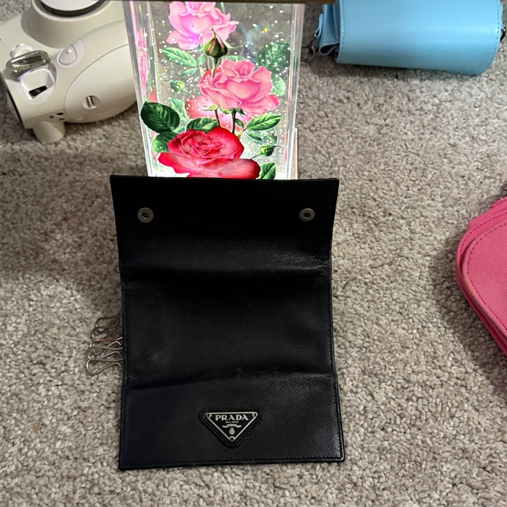 Prada Black Saffiano Leather Card Holder with Triangle Logo Plaque - Picture 8 of 12
